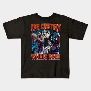 Willis Reed The Captain Basketball Legend Signature Vintage Retro 80s 90s Bootleg Rap Style Kids T-Shirt